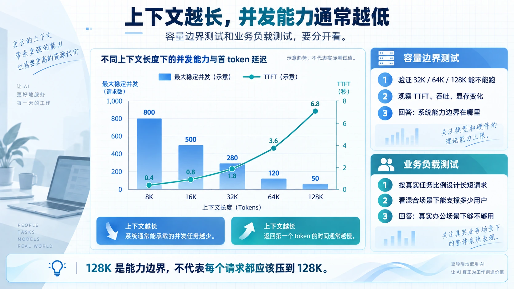 上下文越长并发能力通常越低